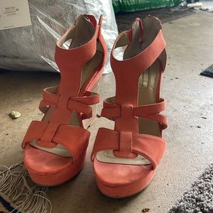 Coral Strappy Wedges
